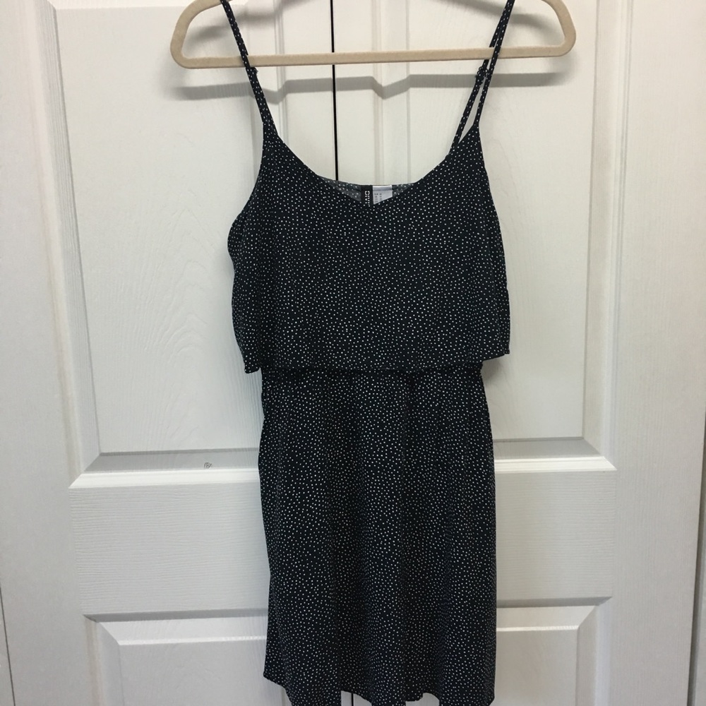Navy Blue Polka Dot Layered Dress